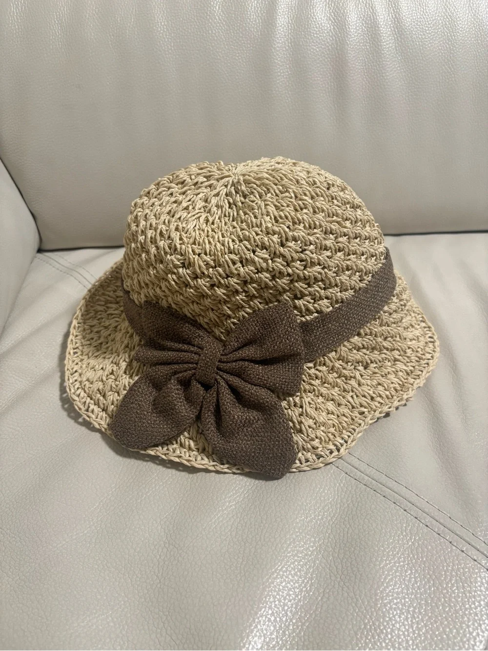 Classic Straw Sun Hat with Brown Bow | Summer Beach Style Size:S/M